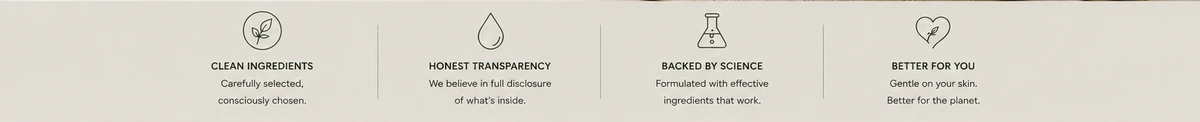 Clean ingredients, honest transparency, backed by science, better for you
