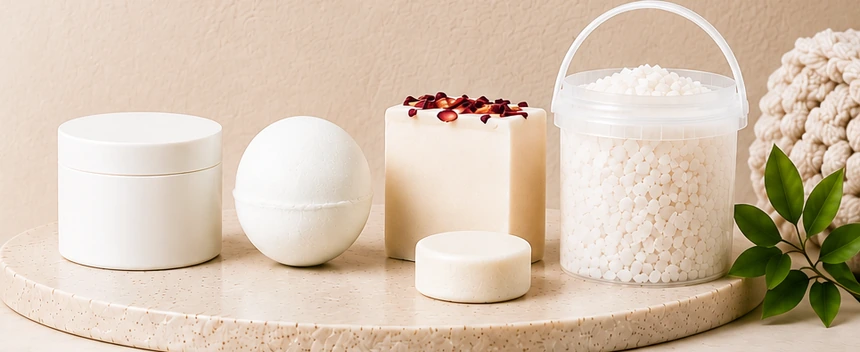 Foaming sugar body scrub, bath bomb, soap, bath salt and solid bar